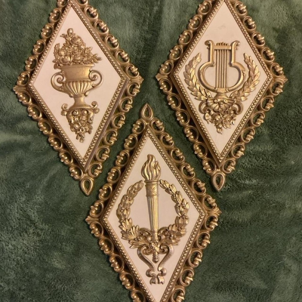 Syroco Wall Plaques Home Decor OS Gold Excellent Vintage Hollywood Regency